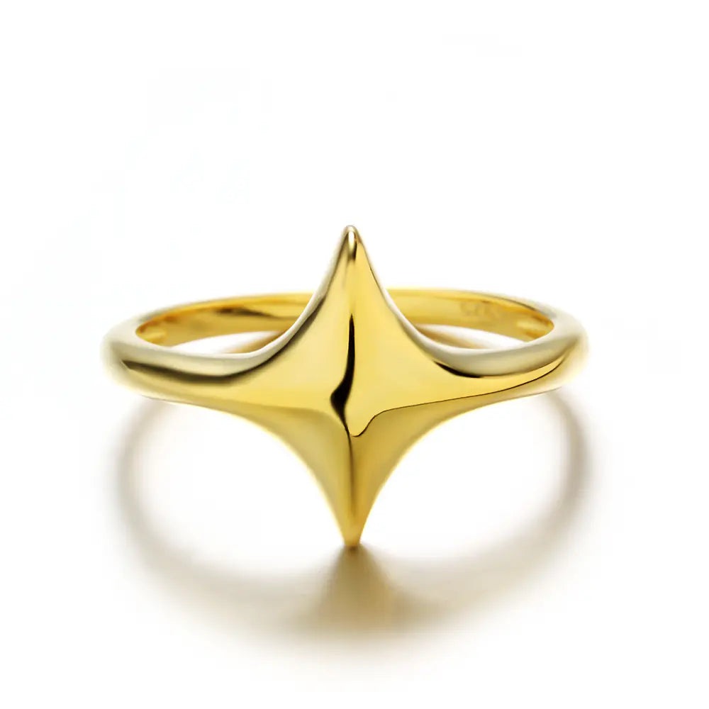 925 Sterling Silver Four-pointed starburst Plain Ring