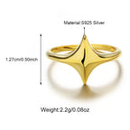 925 Sterling Silver Four-pointed starburst Plain Ring