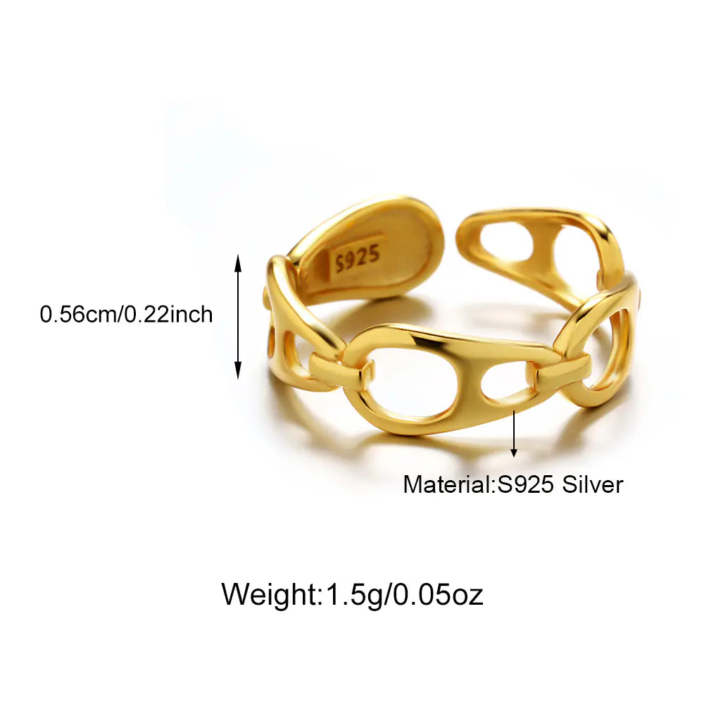 925 Sterling Silver Adjustable Simple Fashion Ring