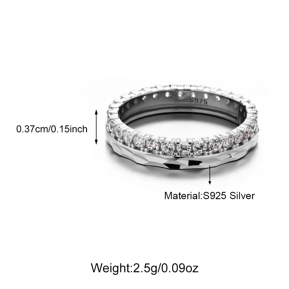 Fashion 925 Silver Geometry Round Zircon Ring
