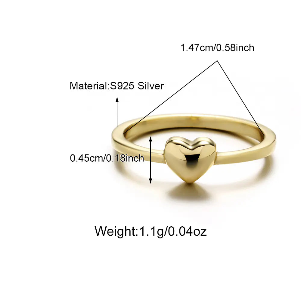 Luxury Adjustable 925 Sterling Silver Cute Heart Ring