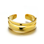 925 Sterling Silver Chunky Rings Irregular Double Layer