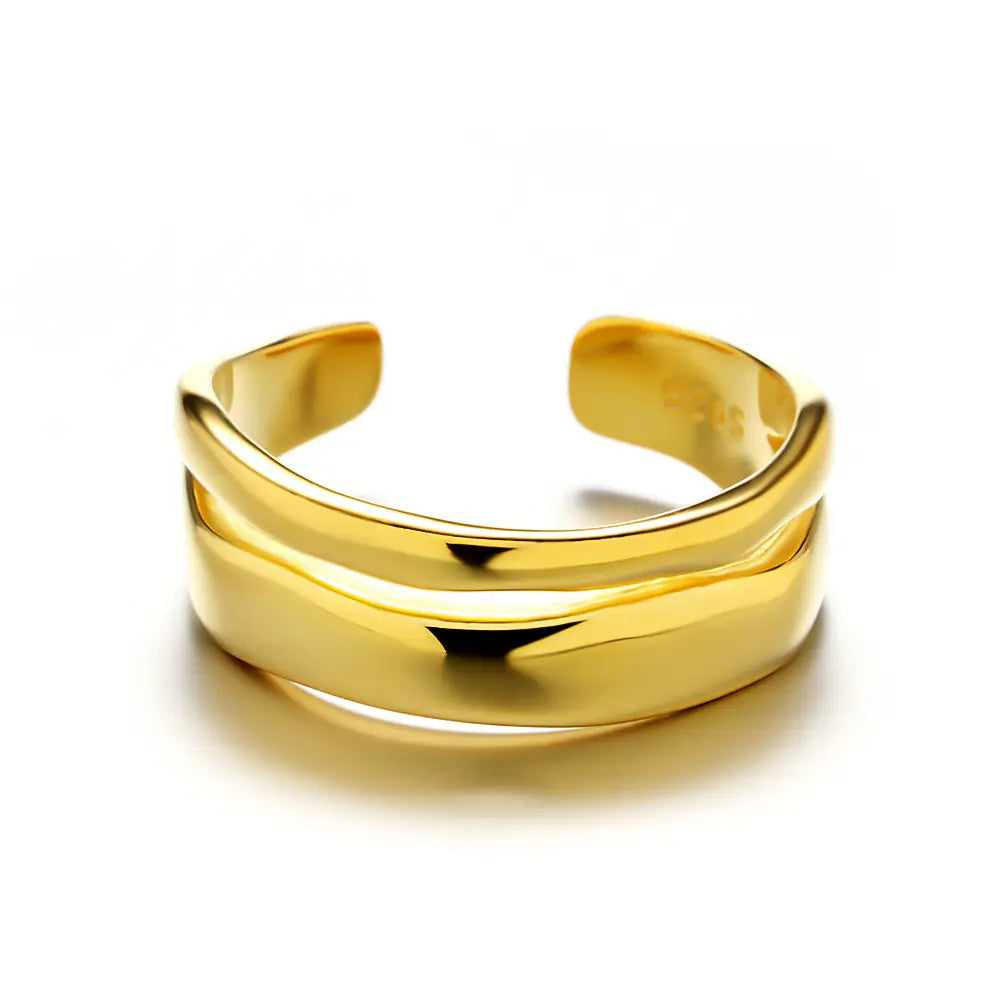 925 Sterling Silver Chunky Rings Irregular Double Layer