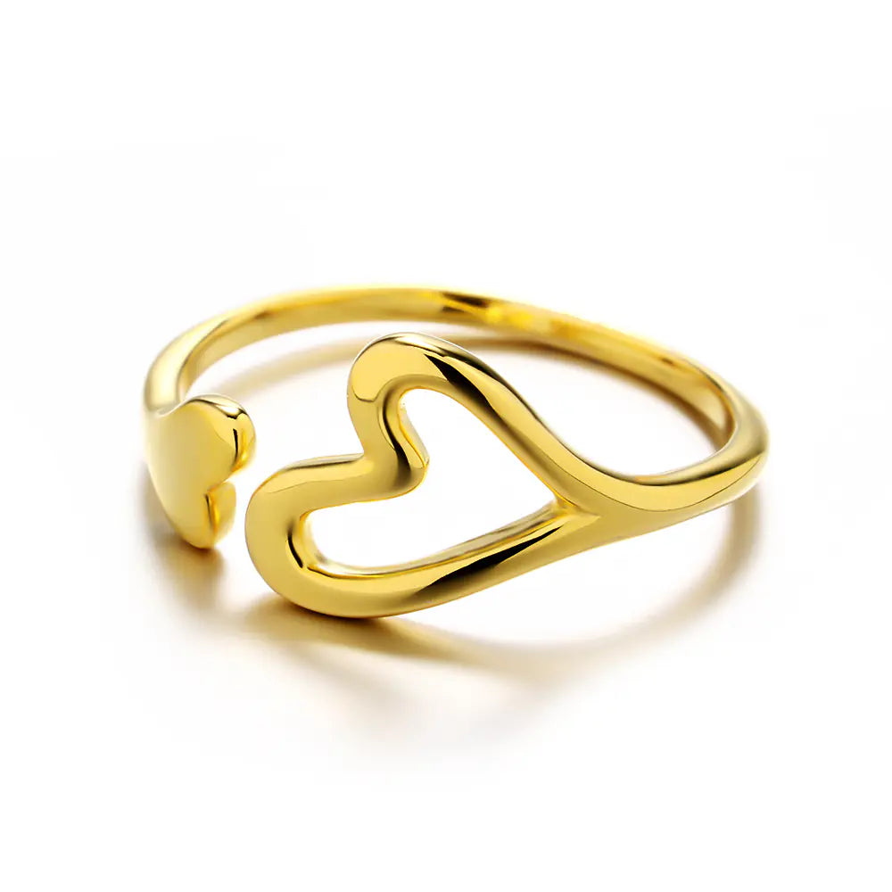 Fashion S925 Sterling Silver Hollow Heart Open Ring