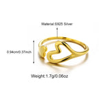 Fashion S925 Sterling Silver Hollow Heart Open Ring