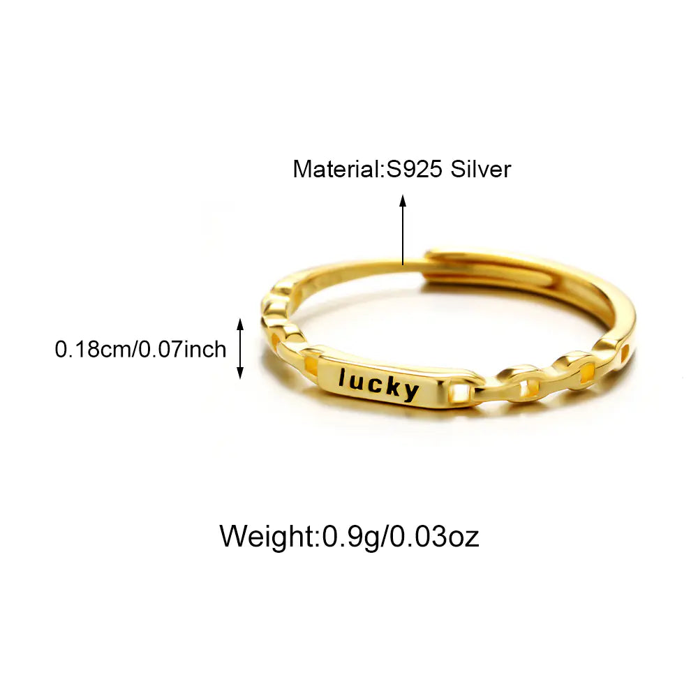 Custom Letter 925 Sterling Silver Branch Adjustable Ring