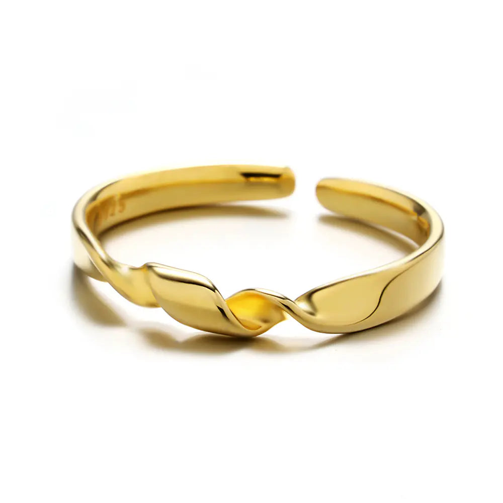 Hot S925 Sterling Silver Geometric Link Adjustable Ring
