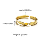 Hot S925 Sterling Silver Geometric Link Adjustable Ring
