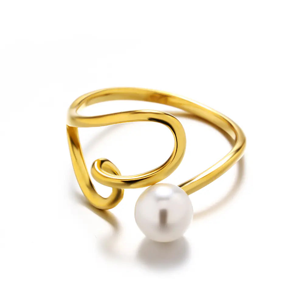 S925 Sterling Silver Lined Shell Pearl Adjustable Ring