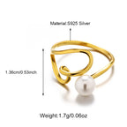 S925 Sterling Silver Lined Shell Pearl Adjustable Ring