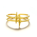 S925 Silver Double-layered Quadrilateral Star Open Ring