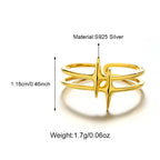 S925 Silver Double-layered Quadrilateral Star Open Ring