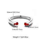 S925 Sterling Silver Red Enamel Double Gourd Open Ring