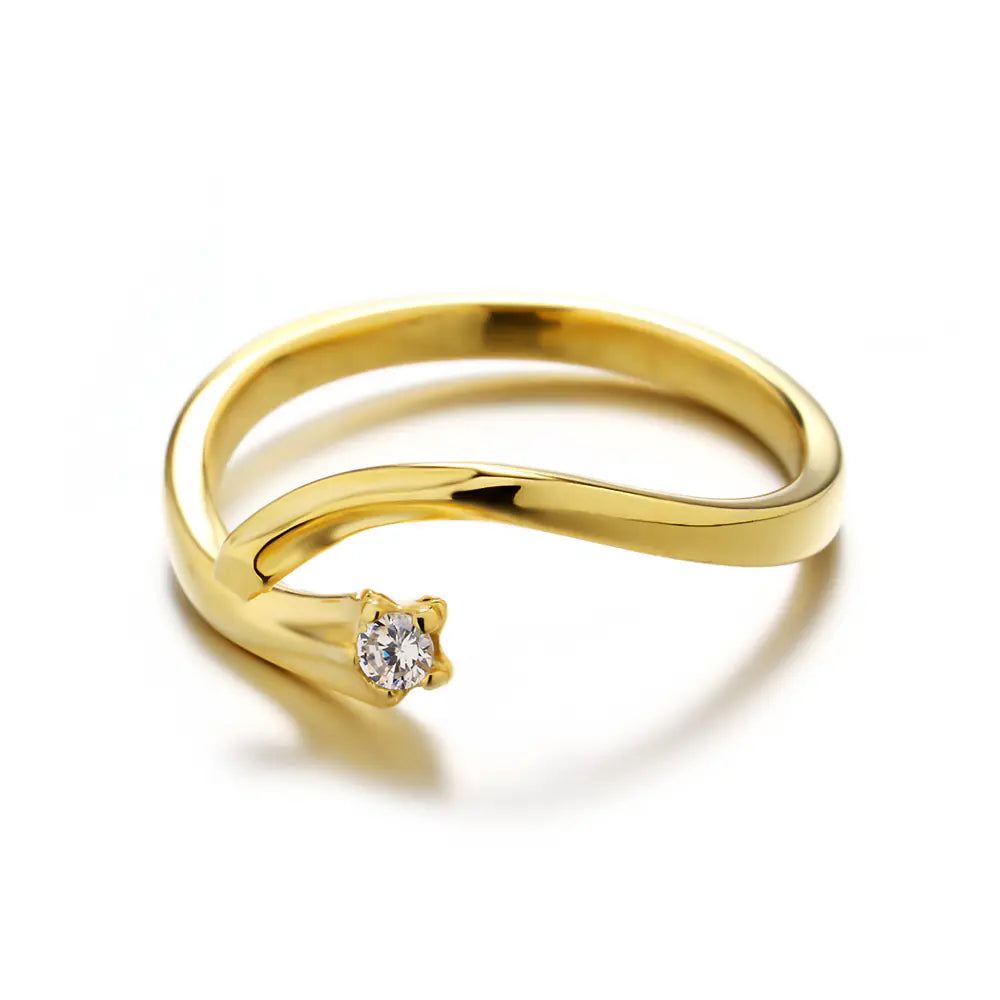 925 Sterling Silver Twisted Line Zircon Fashion Ring