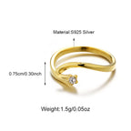 925 Sterling Silver Twisted Line Zircon Fashion Ring