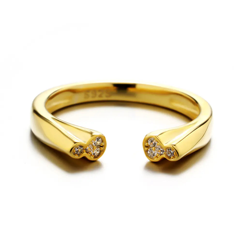 925 Sterling Silver Opening Zircon Double Color Ring