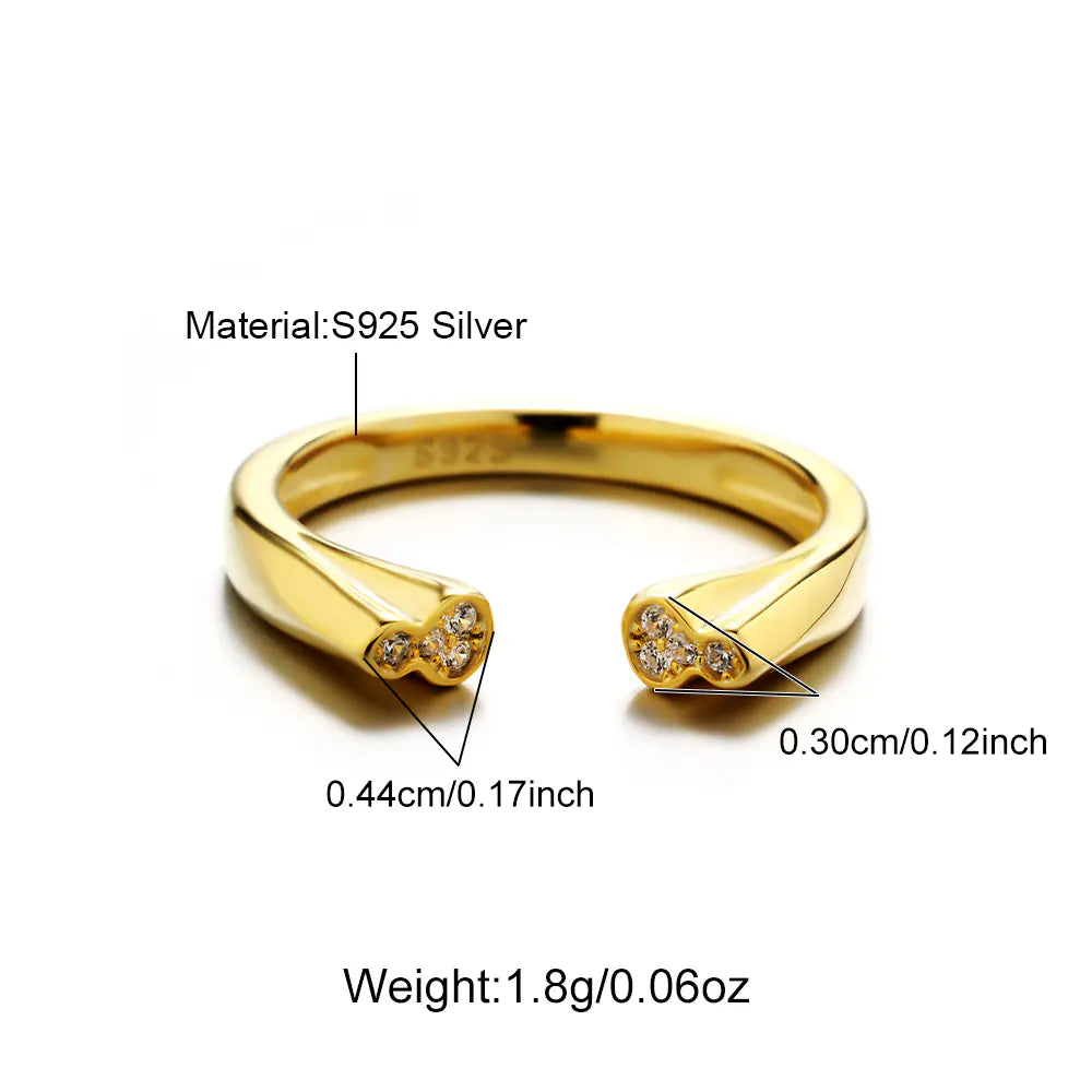 925 Sterling Silver Opening Zircon Double Color Ring