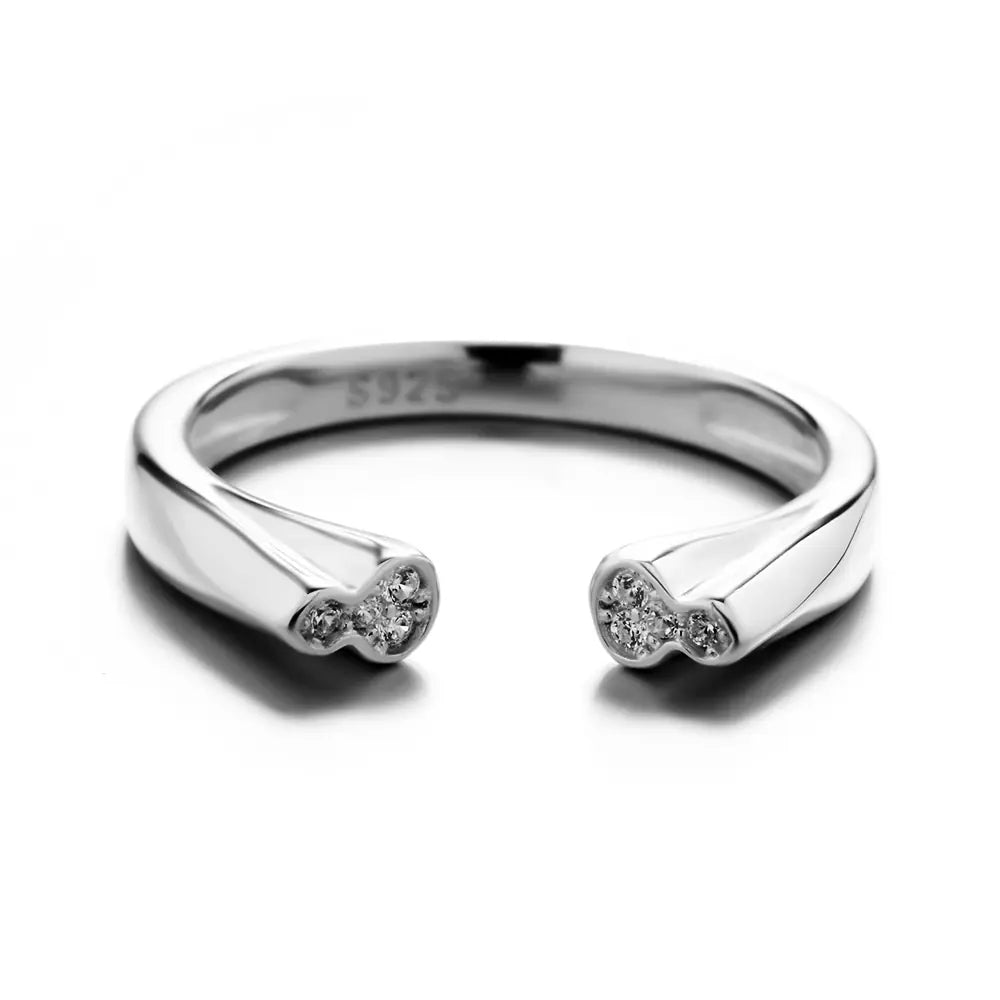 925 Sterling Silver Opening Zircon Double Color Ring