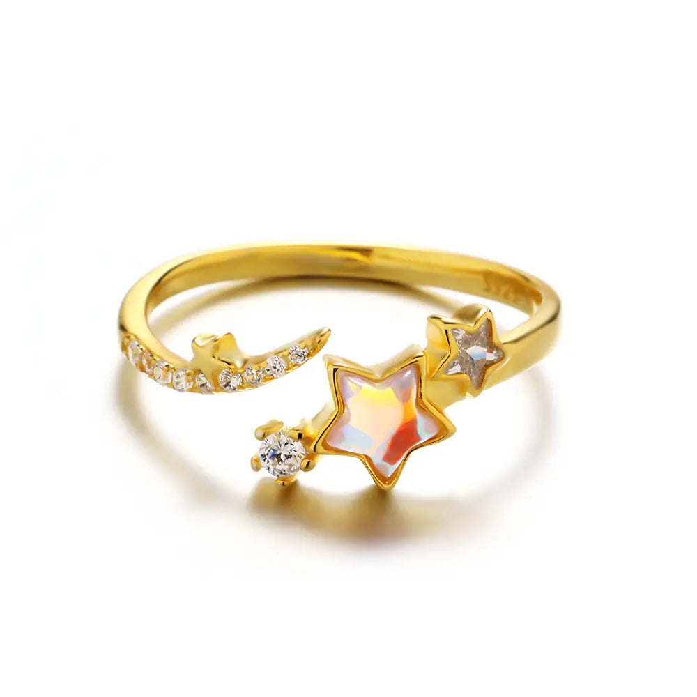 Moonstone Star 925 Sterling Silver Polished Ring