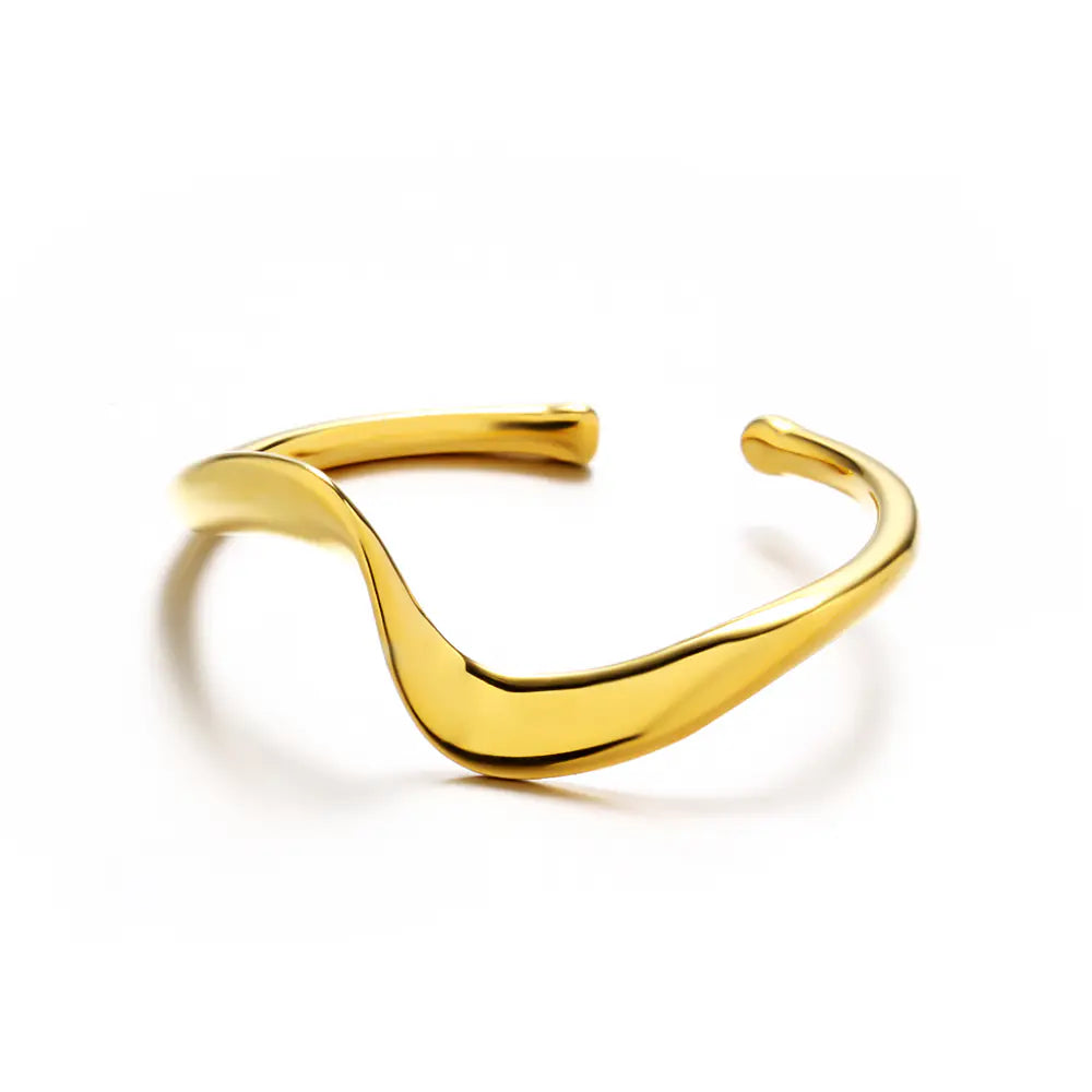925 Sterling Silver Open Ring with Smooth Wave Shape