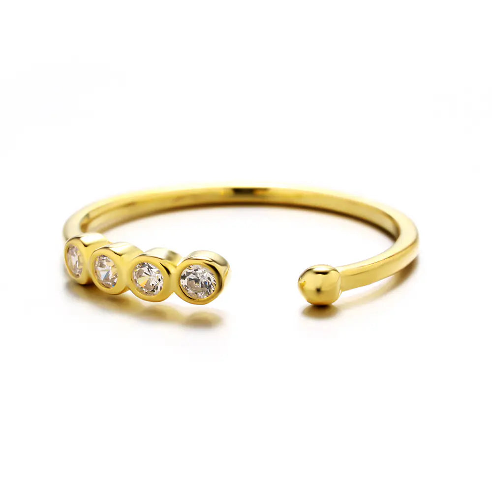 Fashion Silver Eternity Adjustable Diamond Open Rings