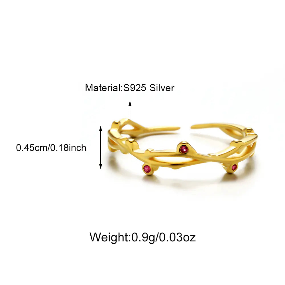 925 Sterling Silver Flower Branch Open Rings
