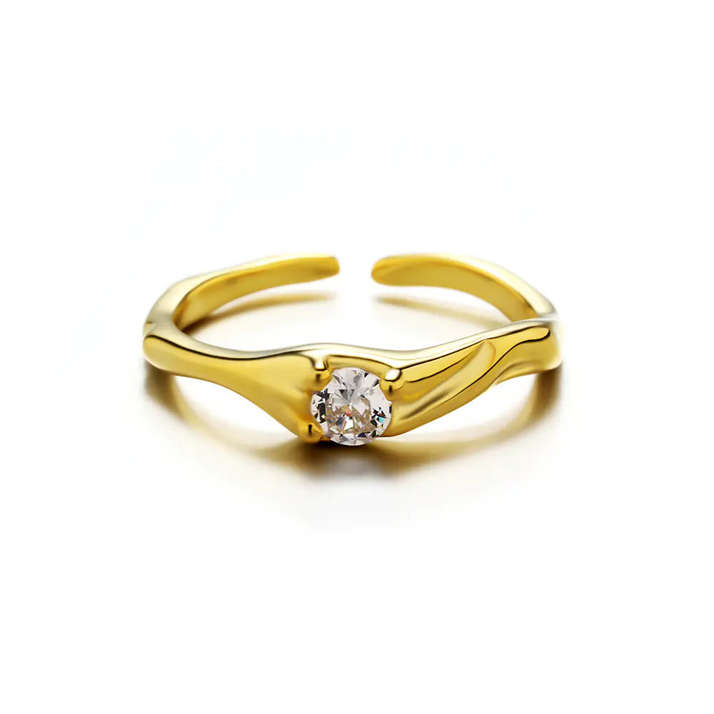 S925 Sterling Silver Irregular Micro Pave Ring