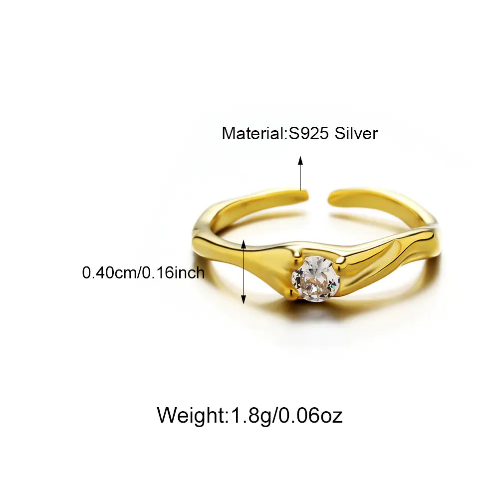 S925 Sterling Silver Irregular Micro Pave Ring