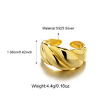 Hot-selling Vintage Croissant Chunky Open Ring