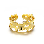 925 Sterling Silver Irregular Hollow Flower Edge Rings