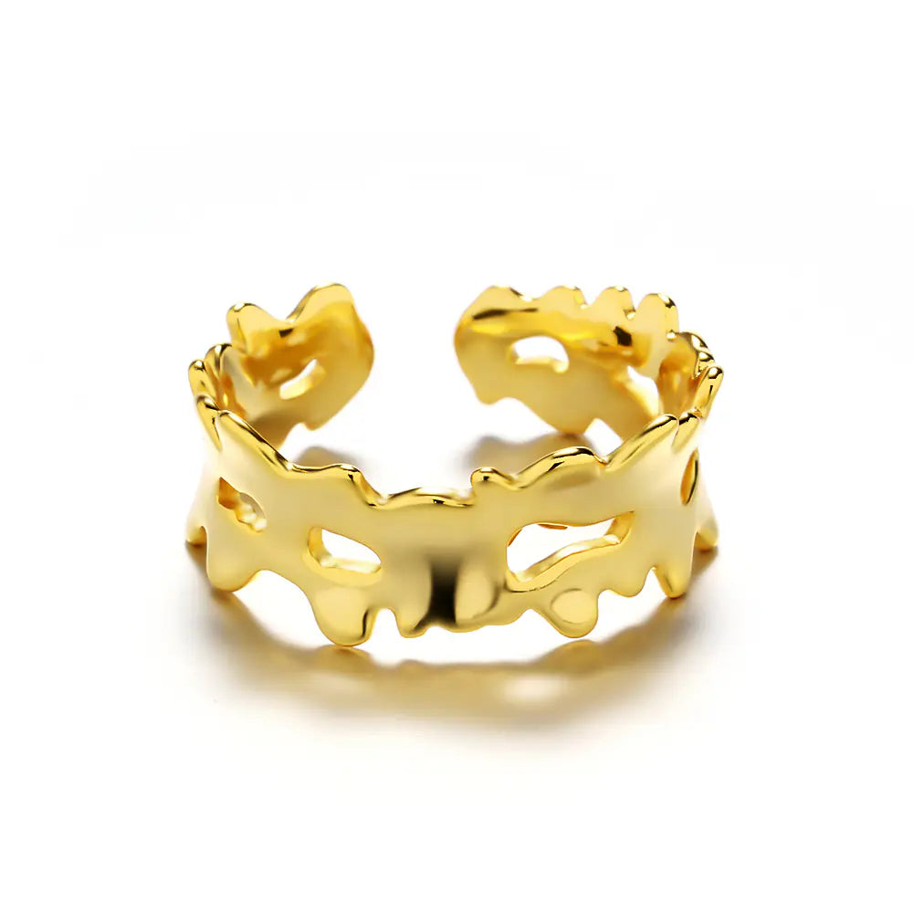 925 Sterling Silver Irregular Hollow Flower Edge Rings