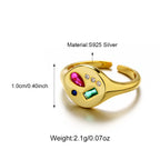 925 Sterling Silver Circular Inlaid Irregular Color Ring