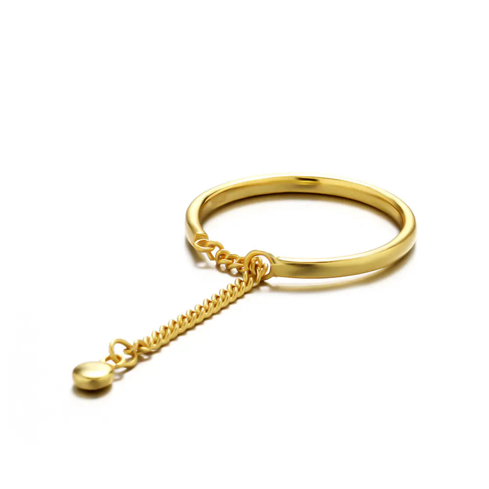 S925 silver Bead-shaped Chain Adjustable Gold Ring