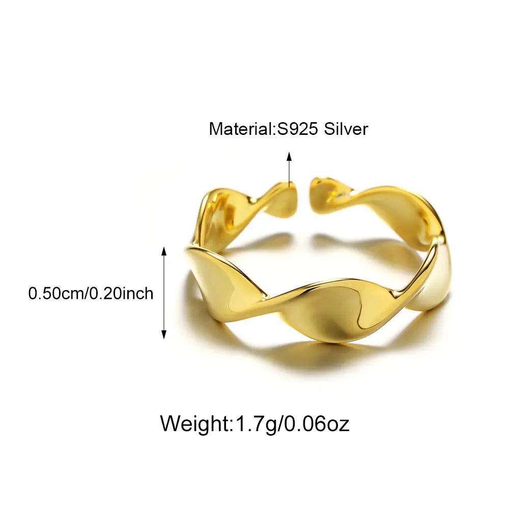 Plain S925 Sterling Silver Twisted Open Ring
