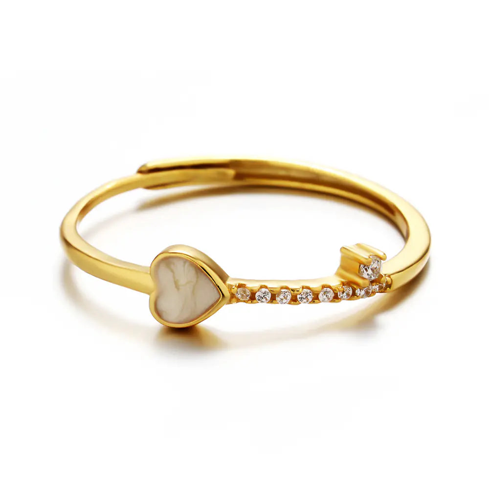 S925 Sterling Silver Heart Enamel Adjustable Ring