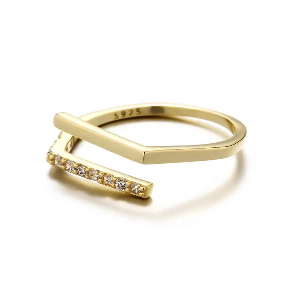 925 Sterling Silver CZ Gold Plated Color Ring