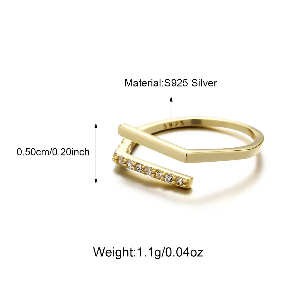 925 Sterling Silver CZ Gold Plated Color Ring