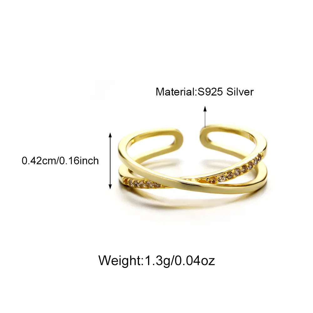 925 Sterling Silver Cross CZ Gold Plated Color Ring