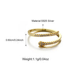 Snake Design 925 Sterling Silver CZ 18K Gold Ring
