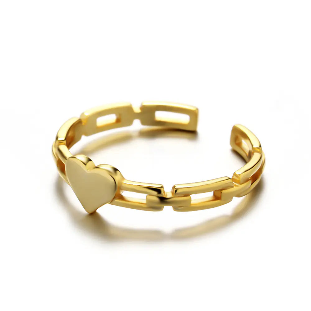 Heart Opening 925 Sterling Silver CZ 18K Gold Ring