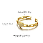 Heart Opening 925 Sterling Silver CZ 18K Gold Ring