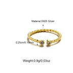 Twisted 925 Silver CZ 18K Gold Ring