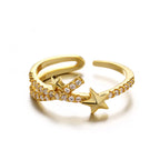 Full CZ Star Design Non 925 Silver CZ 18K Gold Ring