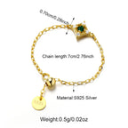 Sterling Silver 14K Gold Emerald Chain Ring