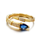 Blue CZ Snake Design 925 Sterling Silver Gold Ring
