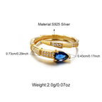 Blue CZ Snake Design 925 Sterling Silver Gold Ring