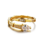 White Zicorn Snake Design 925 Sterling Silver Gold Ring