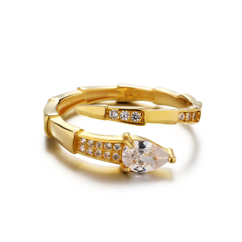 White Zicorn Snake Design 925 Sterling Silver Gold Ring