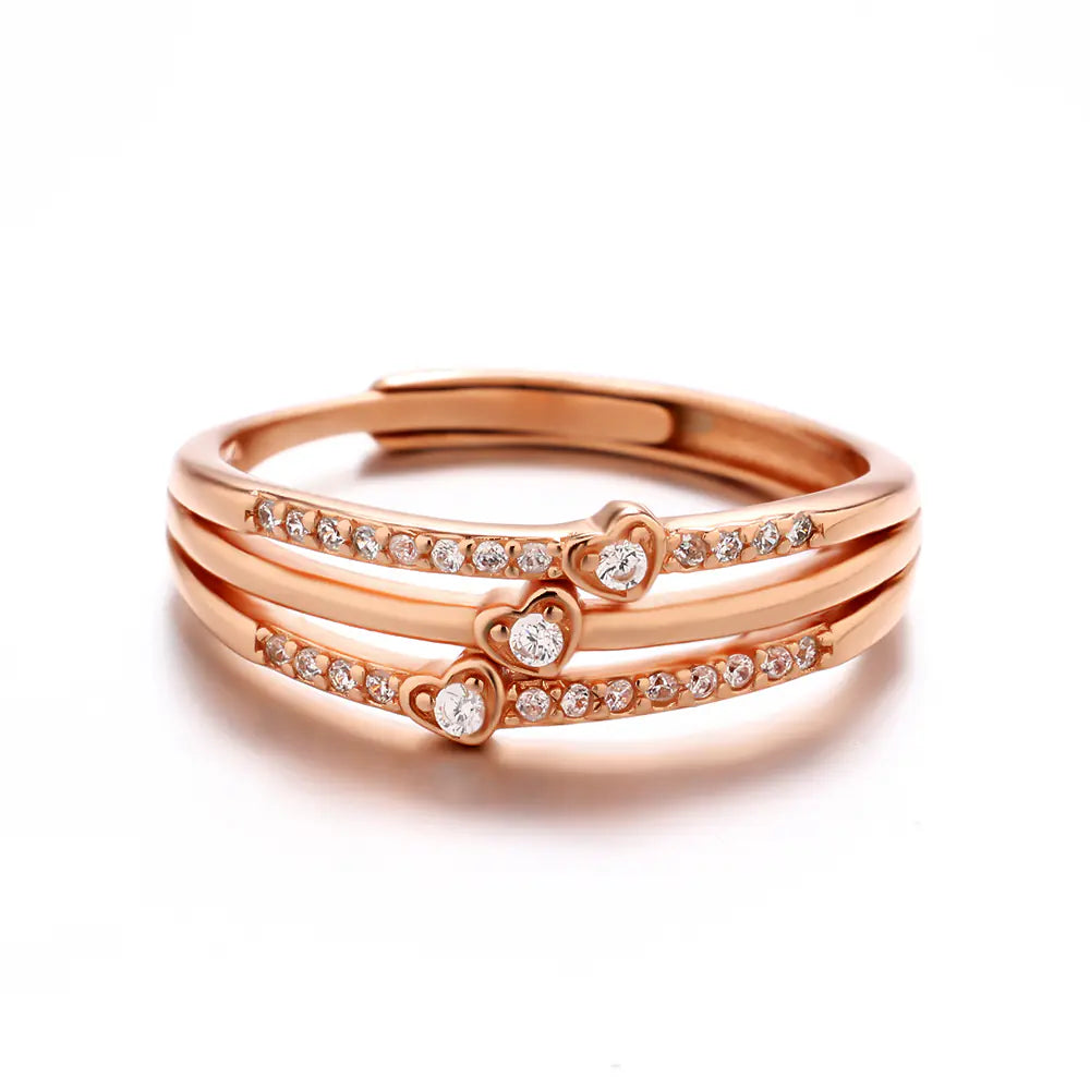 Rose Gold Heart CZ 925 Sterling Silver Ring