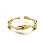 925 Sterling Silver Gold Plated Wave CZ Ring